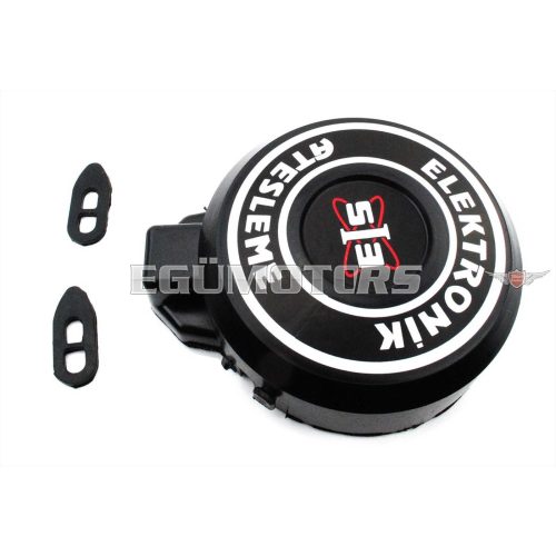 Póluskerékfedél műanyag, fekete, rögzítő gumival, Peugeot 103