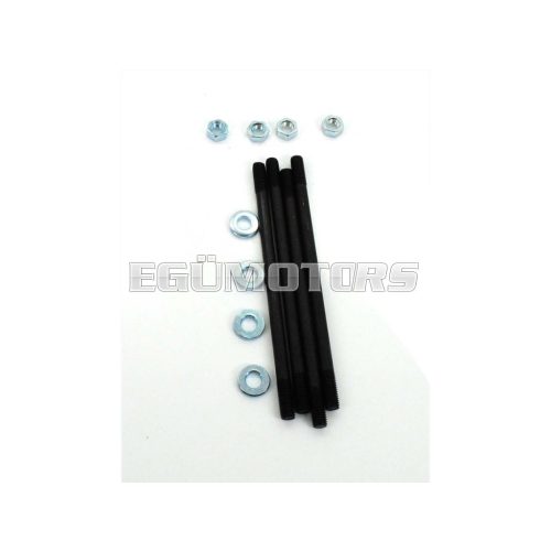 Stud bolt set M7 x 122mm black with nuts and washers for Zündapp C 50 Sport Type 517, 529, Super 441, GTS KS 530, CS 25, 50, CX, Hai, 448, R Roller, RS Roller 561, Star 1 462, 2 ZD, ZL, ZS, ZX, Combinette 428, 429, 433, 510, 511, 515, 516, Falconette 425