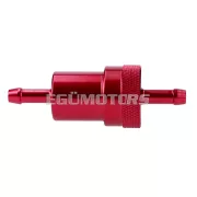 Üzemanyagszűrő alumínium piros, 7mm csatlakozással, 77mm hosszú