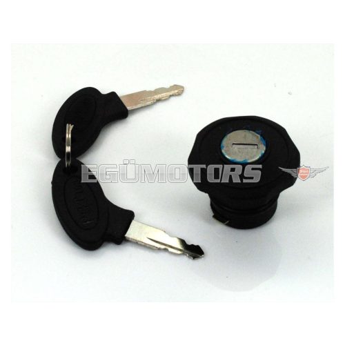 Tank cap lockable 30mm black with 2 keys for Peugeot 101, 102, 103, 104