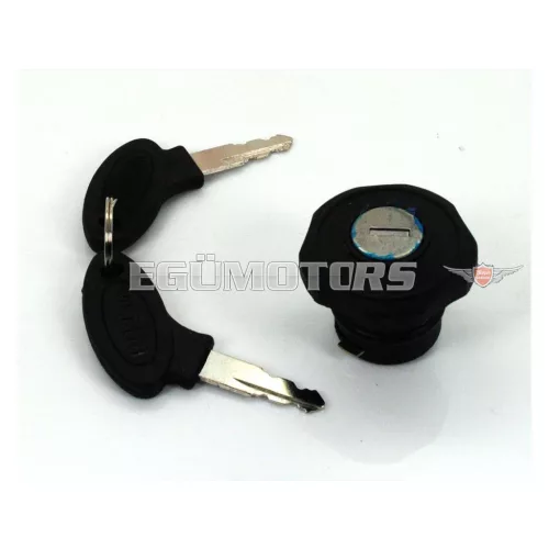 Tanksapka zárható, 30mm, fekete, 2 kulccsal, Peugeot 101, 102, 103, 104