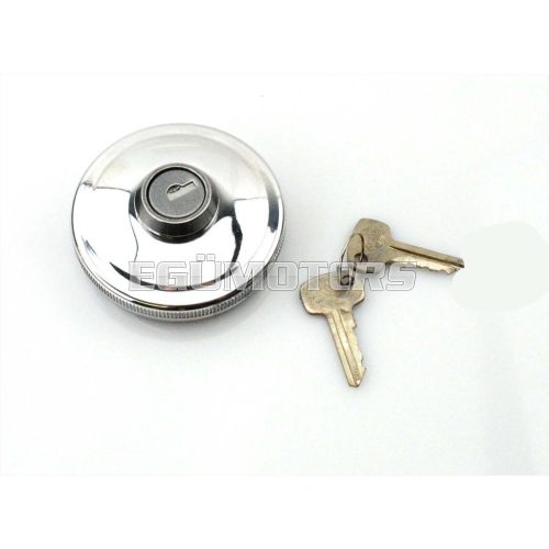 Tank cap polished aluminum 40mm lockable for Zündapp Combinette KS, GTS, C Type 517, Kreidler Florett, Puch Monza Cobra, Hercules mopeds, S50, S51, S70, S53, SR50, SR80, KR51/1, KR51/2, SR4-2, SR4-3, SR4-4, SR1, SR2, SR2E
