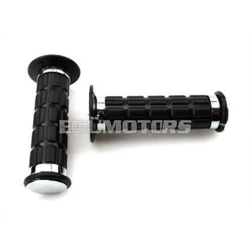 Rubber grip set black chrome 25/22mm 120mm for Simson S50, S51, S70, SR50, SR80, Zündapp, Kreidler, Hercules, Puch