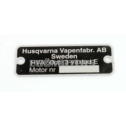 Nameplate aluminum 50mm x 18mm black for Husqvarna