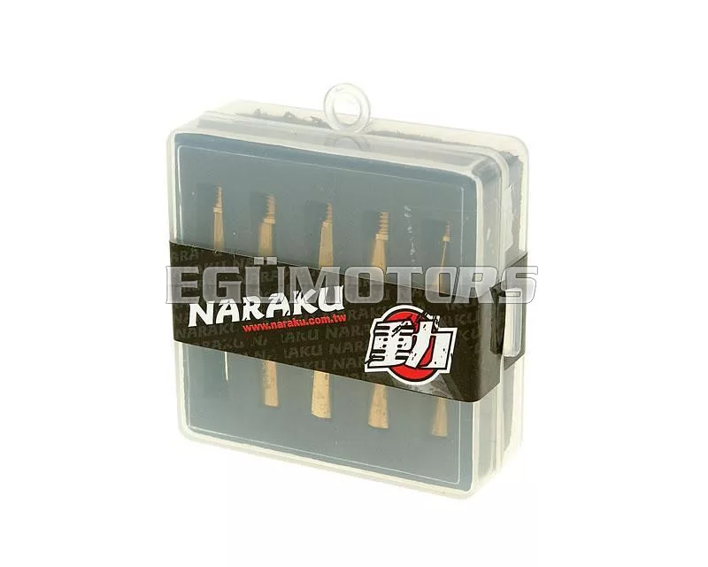 Naraku Main Jet Set For Dellorto Carburetors (M6 Thread) – 50-68 Sizes, Gold Finish, 10-Piece Kit