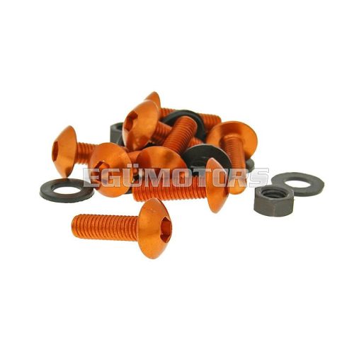 Vparts Hatszögletű csavarkészlet anyákkal M5x16 mm, alumínium narancssárga - 8 db - idom/stílus