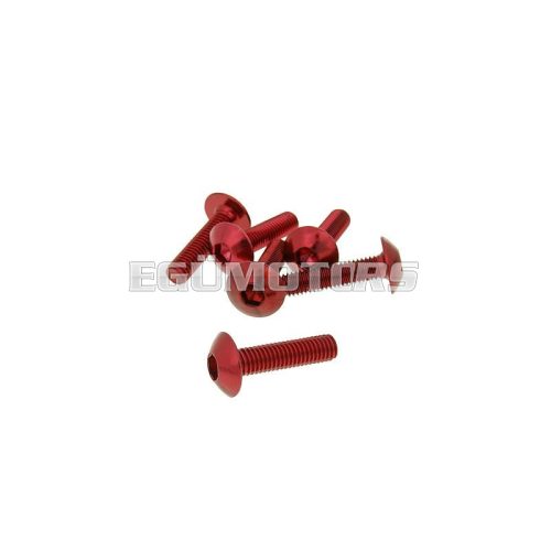 fairing screws hex socket head - anodized aluminum red - set of 6 pcs - M5x20