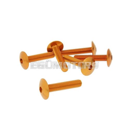 fairing screws hex socket head - anodized aluminum orange - set of 6 pcs - M6x30