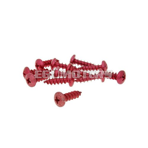 fairing screws anodized aluminum red - set of 12 pcs - M6x20