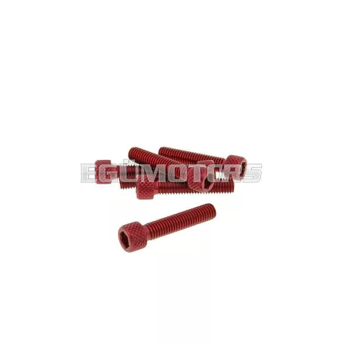 hexagon socket screw set - anodized aluminum red - 6 pcs - M