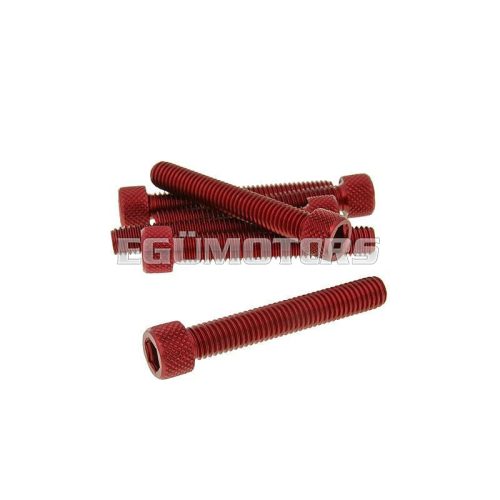 hexagon socket screw set - anodized aluminum red - 6 pcs - M8x50 - styling