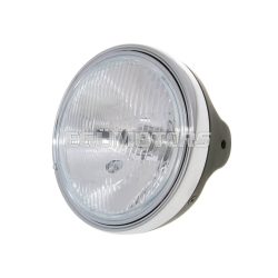   Vparts Fényszóró 190mm, fekete fémház, Moto Guzzi 750 Breva 03-07, V7 Classic 08-, Nevada Classic 04-10, 1100 Ballabio, Café Sport 03-05