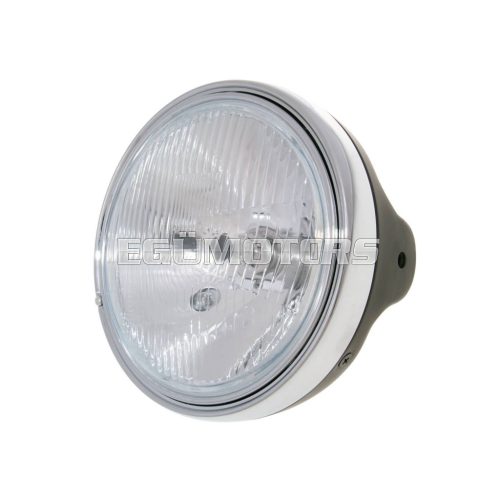 Vparts Fényszóró 190mm, fekete fémház, Moto Guzzi 750 Breva 03-07, V7 Classic 08-, Nevada Classic 04-10, 1100 Ballabio, Café Sport 03-05