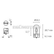 Vparts Irányjelző izzó üvegfoglalattal W5W W2,1x9,5d 12V 5W