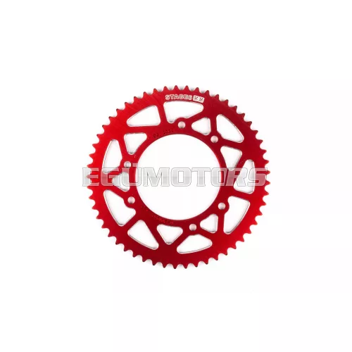 Stage6 hátsó lánckerék 53 fog - 420 alumínium CNC, piros, Derbi DRD Pro