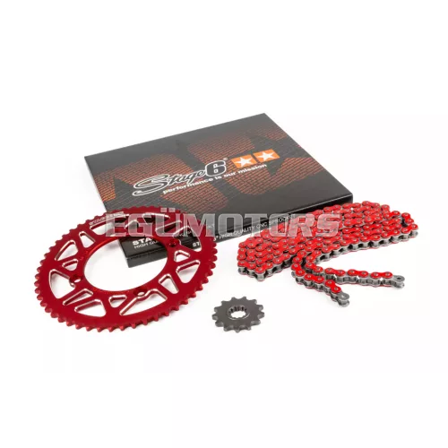 Stage6 lánckészlet 13x53 - 420 alumínium CNC, piros, Beta RR