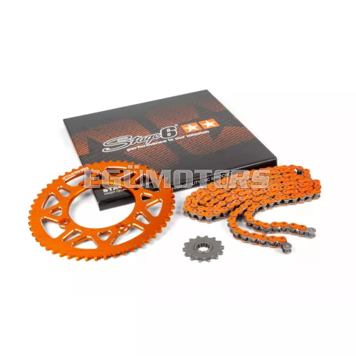 Stage6 lánckészlet 14x53 - 420 alumínium CNC, narancssárga, Beta RR