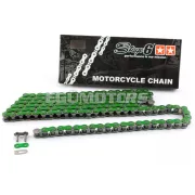 Stage6 lánckészlet 14x53 - 420 alumínium CNC, zöld, Peugeot / Rieju