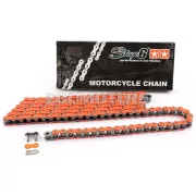 Stage6 lánckészlet 14x53 - 420 alumínium CNC, narancssárga, Peugeot / Rieju