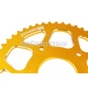 Stage6 lánckészlet 14x53 - 420 alumínium CNC, sárga, Peugeot / Rieju