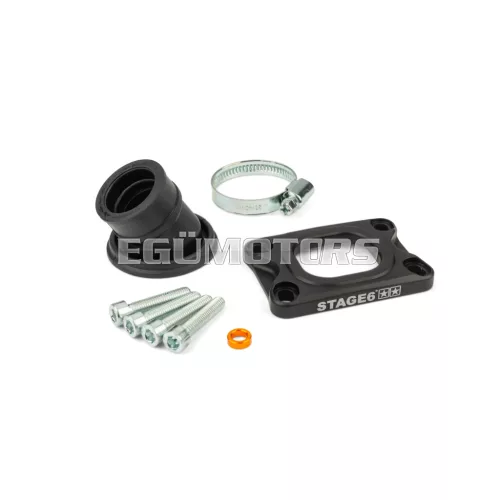 Intake Manifold Stage6 360° AM6 / Derbi black for Dellorto / CP