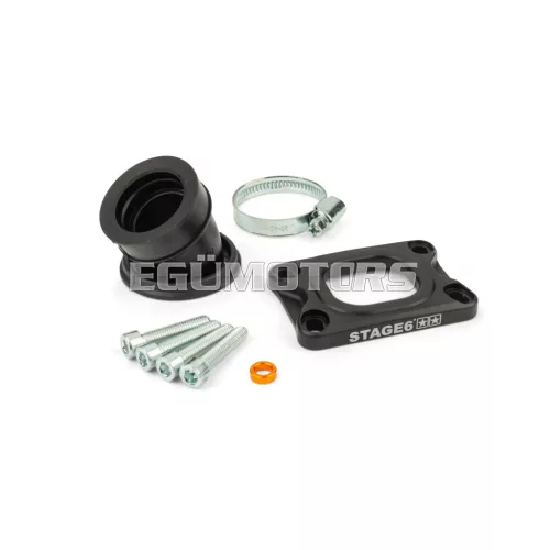 Intake Manifold Stage6 360° AM6 / Derbi black for Mikuni TM24