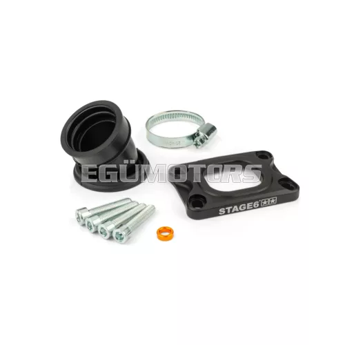 Intake Manifold Stage6 360° AM6 / Derbi black for PWK 19 - 28mm