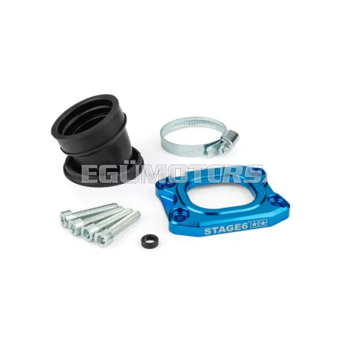 Intake Manifold Stage6 360° AM6 / Derbi blue for PWK 30 - 36mm