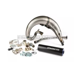   Exhaust Stage6 Streetrace high mount CNC blue / black Derbi Senda