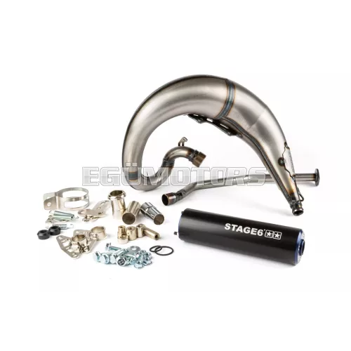 Exhaust Stage6 Streetrace high mount CNC blue / black Derbi Senda