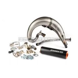   Exhaust Stage6 Streetrace high mount CNC orange / black Derbi Senda