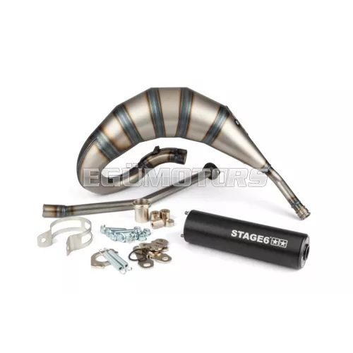Exhaust Stage6 Streetrace 70cc high mount CNC Black Derbi Senda