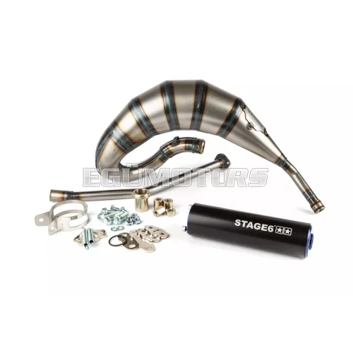 Exhaust Stage6 Streetrace 70cc high mount CNC blue / black Derbi Senda