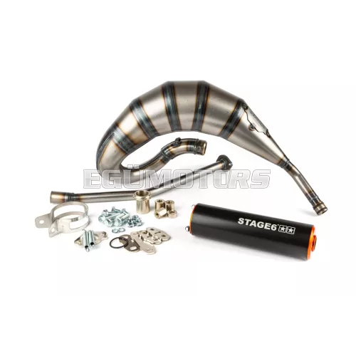 Exhaust Stage6 Streetrace 70cc high mount CNC orange / black Derbi Senda
