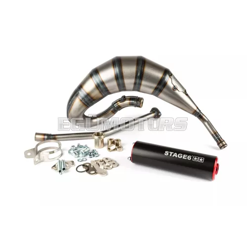 Exhaust Stage6 Streetrace 70cc high mount CNC red / black Derbi Senda