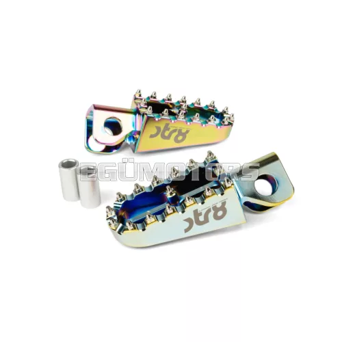 STR8 MX Evo CNC lábtartó készlet neokróm, Derbi