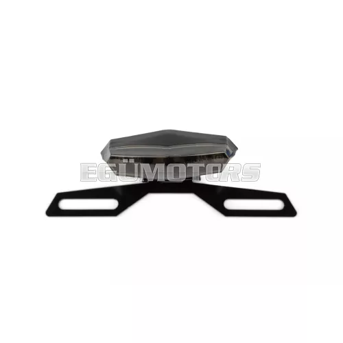 STR8 LED hátsó lámpa hatszögletű, fekete, rendszámtartóval