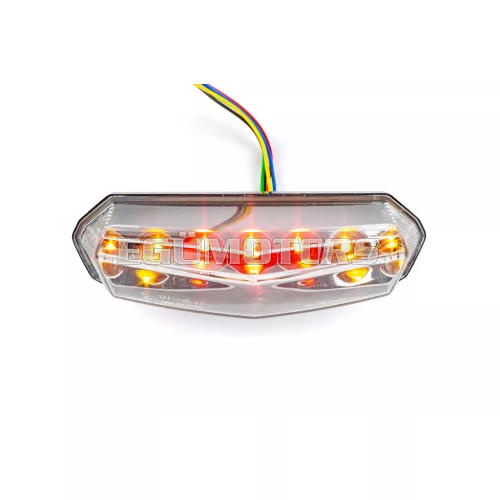 STR8 hátsó lámpa LED irányjelzőkkel, átlátszó, Lexus stílus, Derbi DRD / X-Race