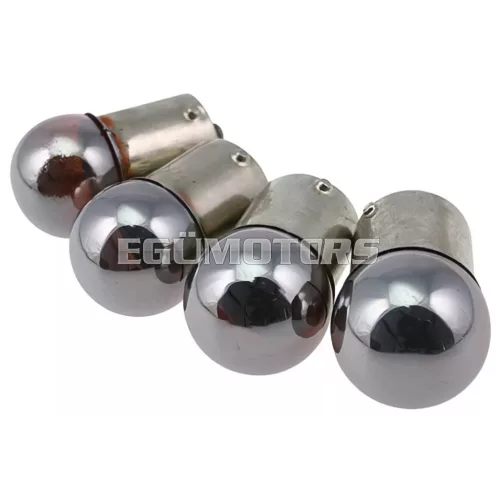 STR8 index izzók (4 db) BA15S 12V / 10W, króm / narancssárga